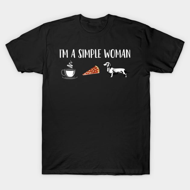 I'm A Simple Woman With Coffee Pizza Dachshund T-Shirt by Xamgi